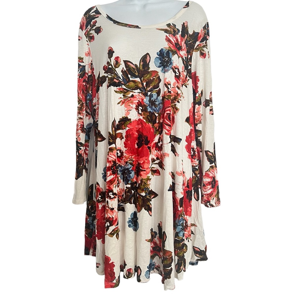 JODIFL Women’s Floral Long Sleeve Tunic Dress – Size Small